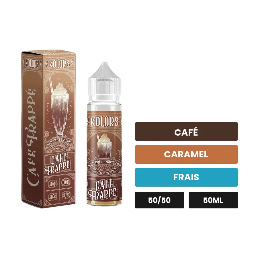 E-liquide Café Frappé de Kolors, 50 ml, saveurs café, caramel et frais.