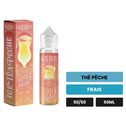 E-liquide Ice Tea Pêche de Kolors, 50 ml, saveurs thé pêche et frais.