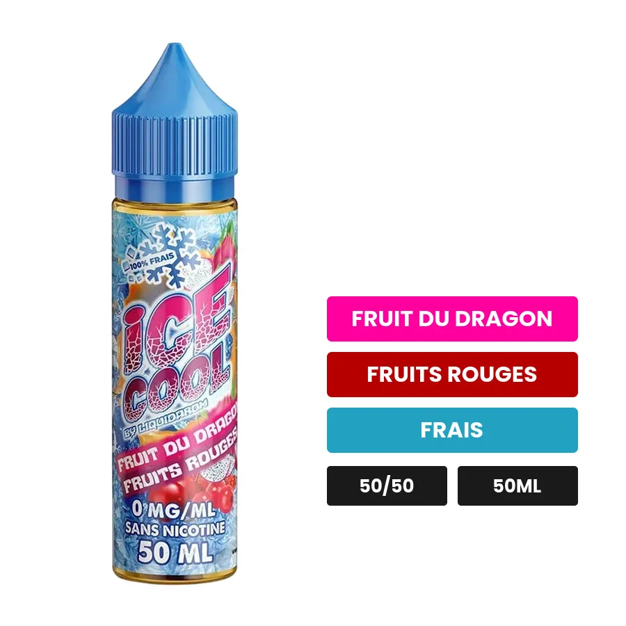 E-liquide Fruit Du Dragon Fruits Rouges d'Ice Cool, 50 ml, saveurs fruit du dragon, fruits rouges et frais.