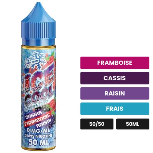E-liquide Cassis Framboise Raisin de Liquidarom, 50 ml, saveurs framboise, cassis, raisin et 1 autre.