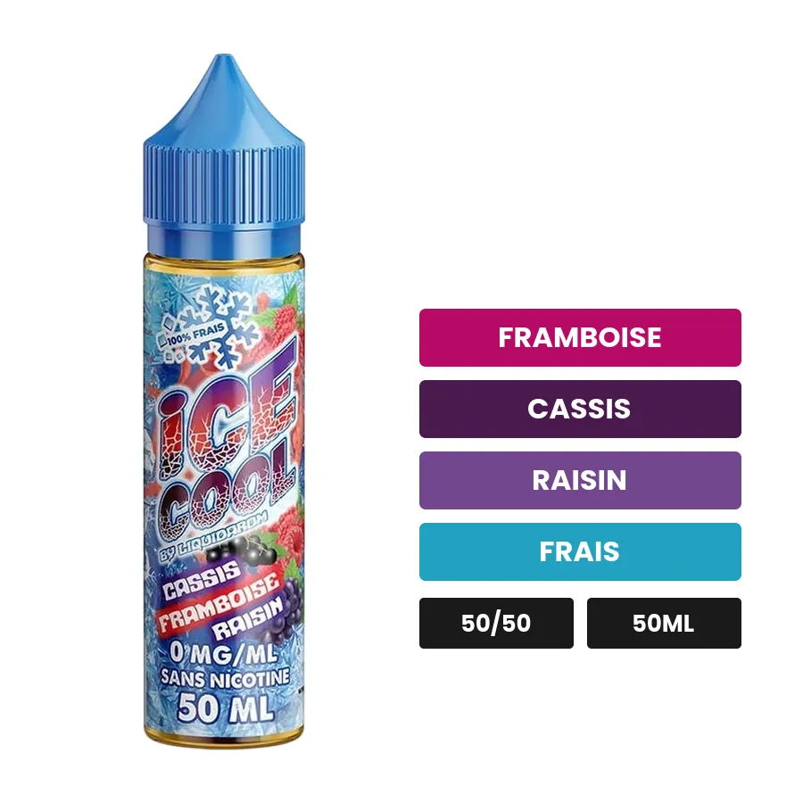 E-liquide Cassis Framboise Raisin de Liquidarom, 50 ml, saveurs framboise, cassis, raisin et 1 autre.