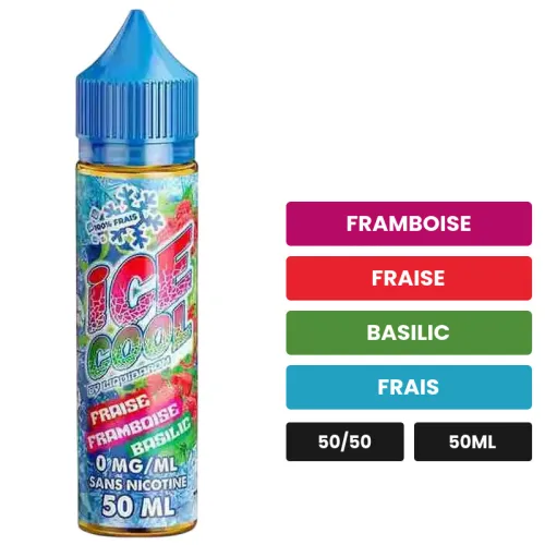 E-liquide Fraise Framboise Basilic de Liquidarom, 50 ml, saveurs framboise, fraise, basilic et 1 autre.