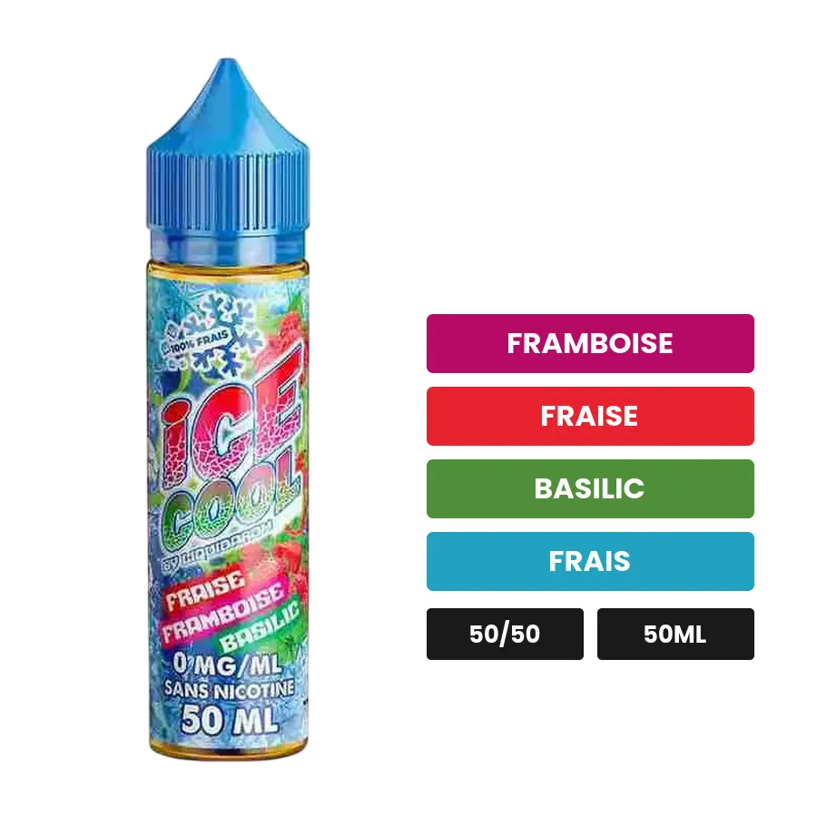 E-liquide Fraise Framboise Basilic de Liquidarom, 50 ml, saveurs framboise, fraise, basilic et 1 autre.