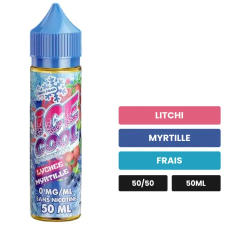 E-liquide Lychee Myrtille de Liquidarom, 50 ml, saveurs litchi, myrtille et frais.