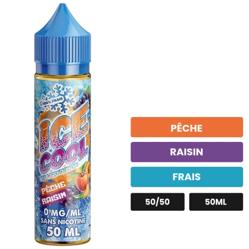 E-liquide Pêche Raisin de Liquidarom, 50 ml, saveurs pêche, raisin et frais.