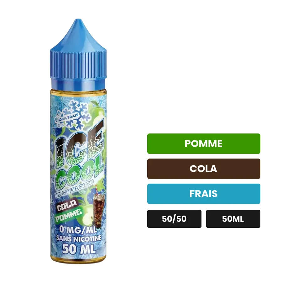 E-liquide Cola Pomme de Liquidarom, 50 ml, saveurs pomme, cola et frais.