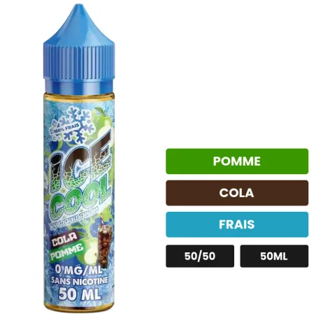 E-liquide Cola Pomme de Liquidarom, 50 ml, saveurs pomme, cola et frais.