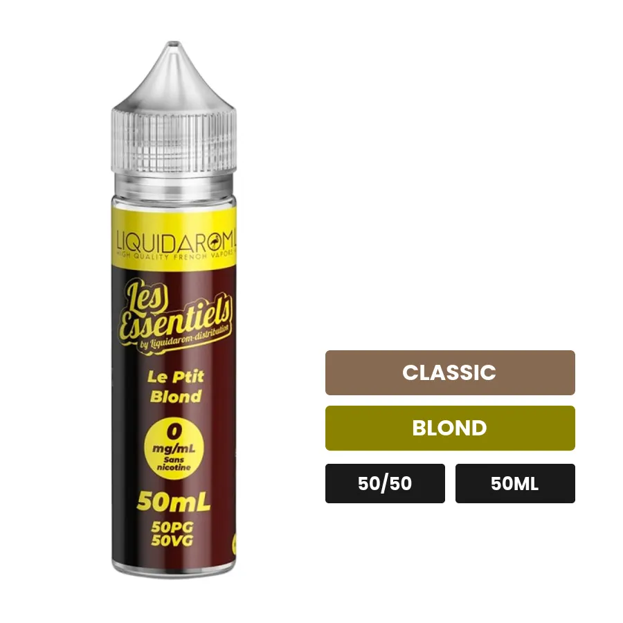 E-liquide Le p'Tit Blond de Les Essentiels, 50 ml, saveurs classic et blond.