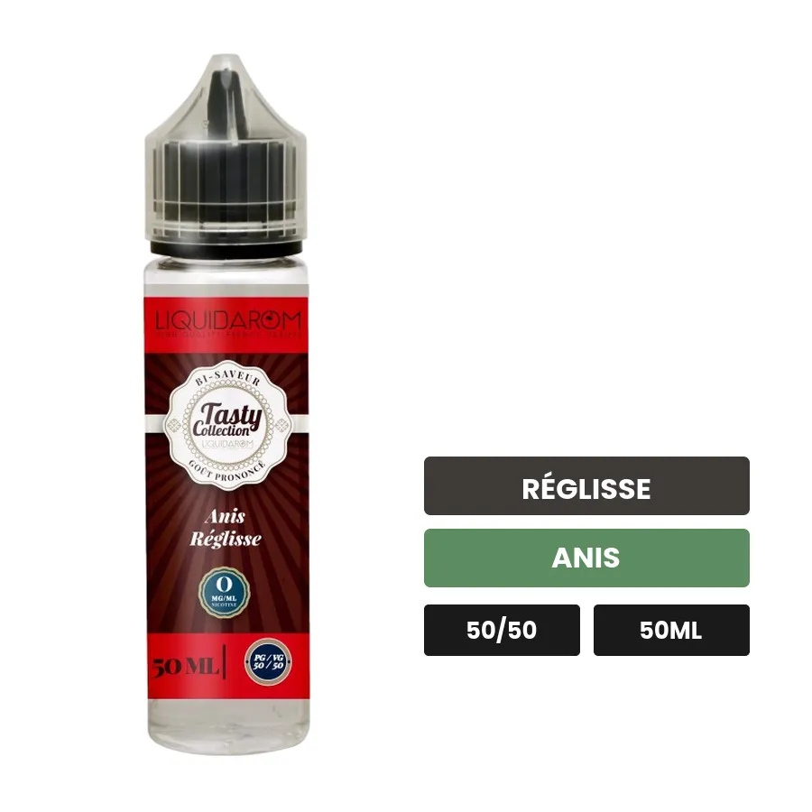 E-liquide Anis Réglisse de Liquidarom, 50 ml, saveurs réglisse et anis.