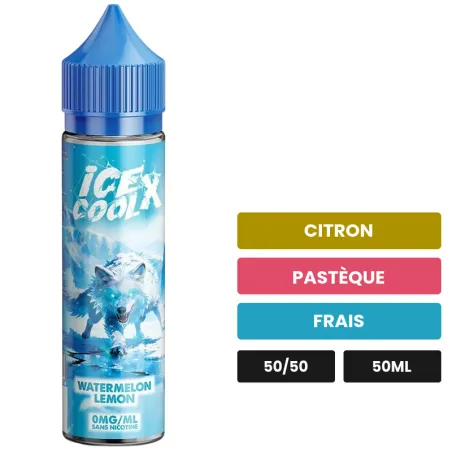 E-liquide Ice Cool X de Liquidarom, 50 ml, saveurs citron, pastèque et frais.