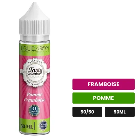 E-liquide Pomme Framboise de Liquidarom, 50 ml, saveurs framboise et pomme.