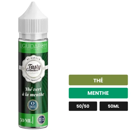 E-liquide Thé Vert À La Menthe de Liquidarom, 50 ml, saveurs thé et menthe.