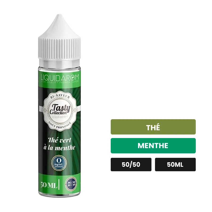 E-liquide Thé Vert À La Menthe de Liquidarom, 50 ml, saveurs thé et menthe.