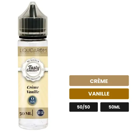 E-liquide Crème Vanille de Liquidarom, 50 ml, saveurs crème et vanille.