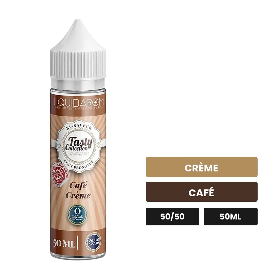 E-liquide Café Crème de Liquidarom, 50 ml, saveurs crème et café.