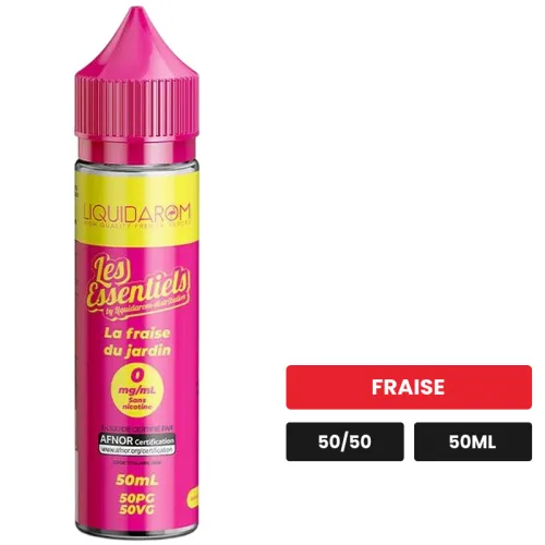 E-liquide La Fraise Du Jardin de Les Essentiels, 50 ml, saveur fraise.