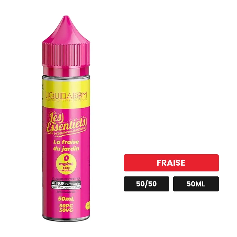 E-liquide La Fraise Du Jardin de Les Essentiels, 50 ml, saveur fraise.