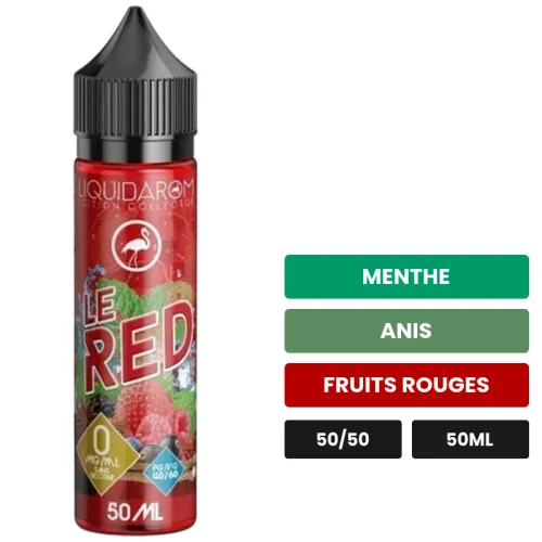 E-liquide Le Red de Liquidarom, 50 ml, saveurs menthe, anis et fruits rouges.