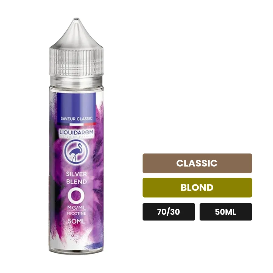 E-liquide Silver Blend de Liquidarom, 50 ml, saveurs classic et blond.