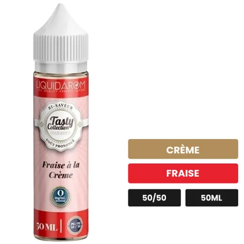 E-liquide Fraise À La Crème de Liquidarom, 50 ml, saveurs crème et fraise.