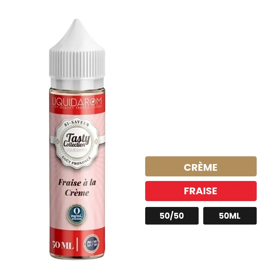 E-liquide Fraise À La Crème de Liquidarom, 50 ml, saveurs crème et fraise.