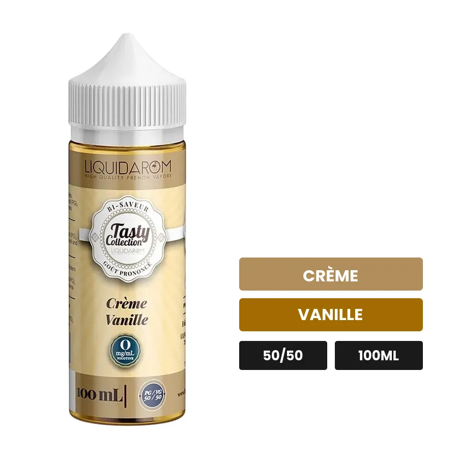 E-liquide Crème Vanille de Liquidarom, 100 ml, saveurs crème et vanille.