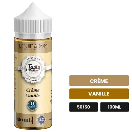 E-liquide Crème Vanille de Liquidarom, 100 ml, saveurs crème et vanille.