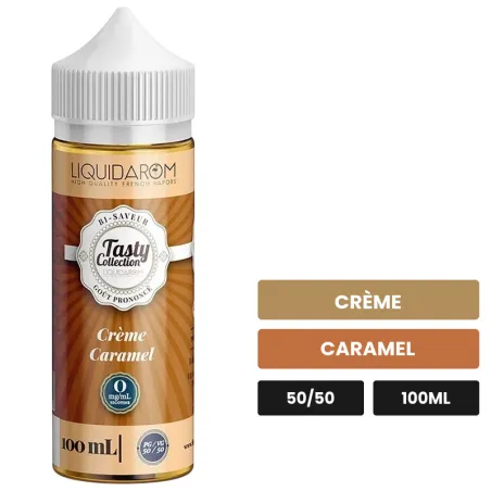 E-liquide Crème Caramel de Liquidarom, 100 ml, saveurs crème et caramel.