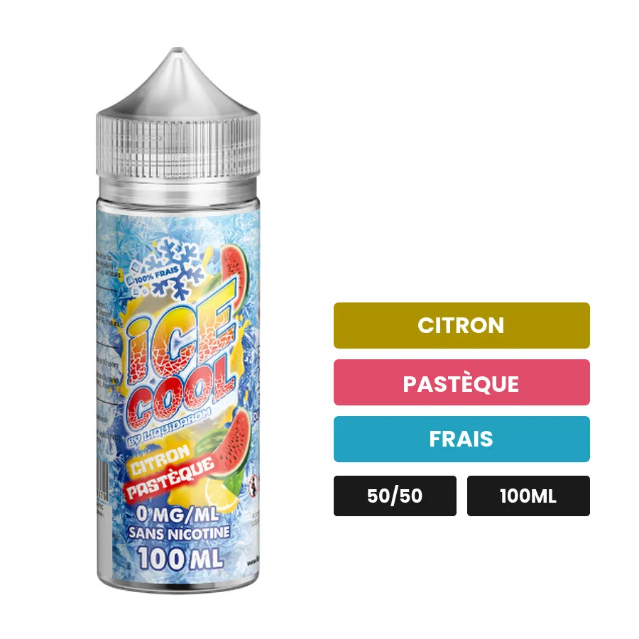 E-liquide Citron Pasteque de Liquidarom, 100 ml, saveurs citron, pastèque et frais.