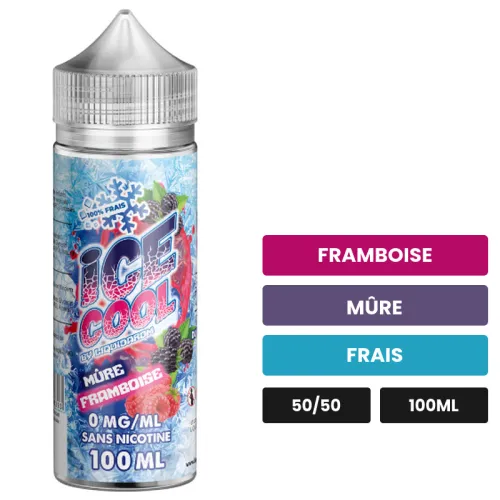 E-liquide Mure Framboise de Liquidarom, 100 ml, saveurs framboise, mûre et frais.