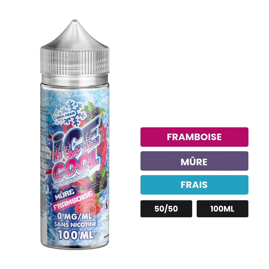 E-liquide Mure Framboise de Liquidarom, 100 ml, saveurs framboise, mûre et frais.