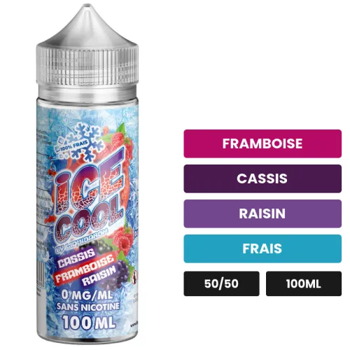 E-liquide Cassis Framboise Raisin de Liquidarom, 100 ml, saveurs framboise, cassis, raisin et 1 autre.