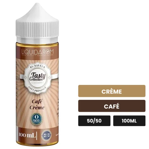E-liquide Café Crème de Liquidarom, 100 ml, saveurs crème et café.