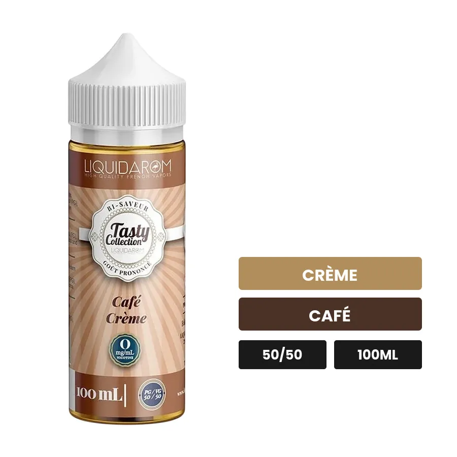 E-liquide Café Crème de Liquidarom, 100 ml, saveurs crème et café.