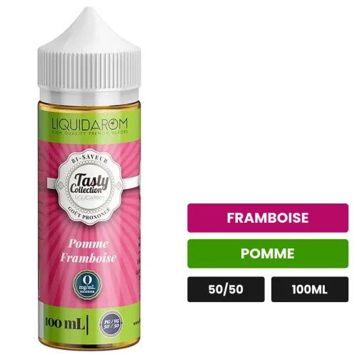 E-liquide Pomme Framboise de Liquidarom, 100 ml, saveurs framboise et pomme.