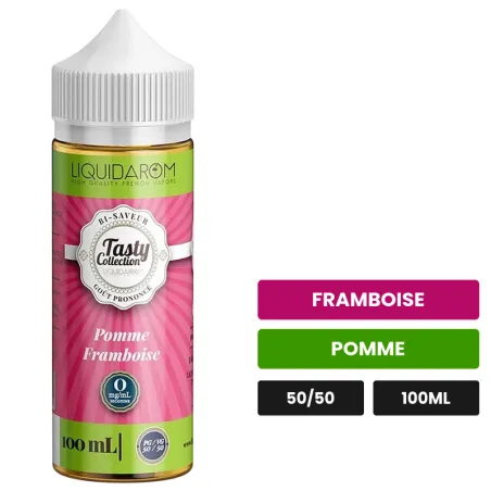E-liquide Pomme Framboise de Liquidarom, 100 ml, saveurs framboise et pomme.