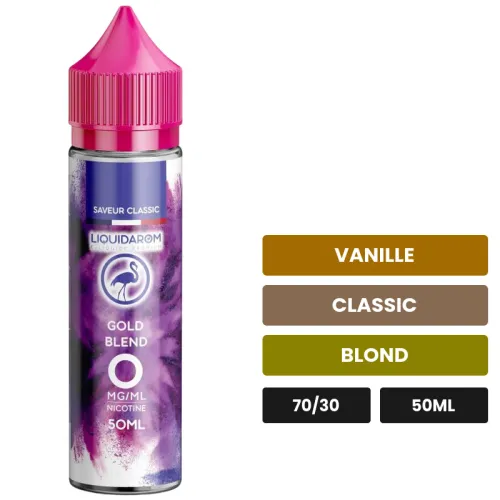 E-liquide Gold Blend de Liquidarom, 50 ml, saveurs vanille, classic et blond.