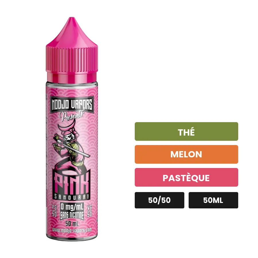 E-liquide Pink Samourai de Liquidarom, 50 ml, saveurs thé, melon et pastèque.