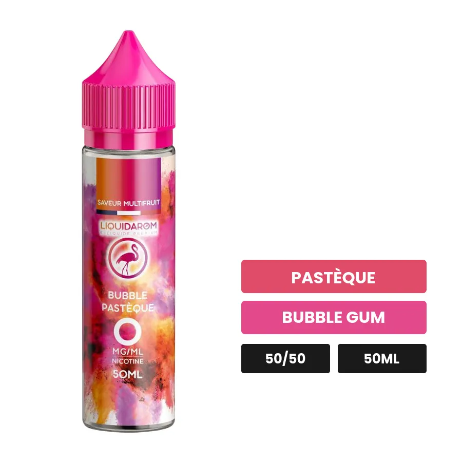 E-liquide Bubble Pastèque de Liquidarom, 50 ml, saveurs pastèque et bubble gum.