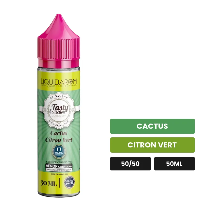 E-liquide Cactus Citron Vert de Liquidarom, 50 ml, saveurs cactus et citron vert.