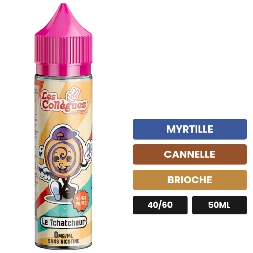 E-liquide Le Tchatcheur de Liquidarom, 50 ml, saveurs myrtille, cannelle et brioche.