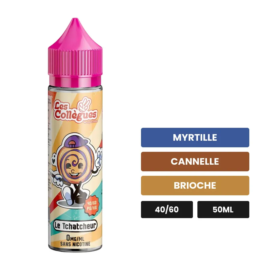 E-liquide Le Tchatcheur de Liquidarom, 50 ml, saveurs myrtille, cannelle et brioche.
