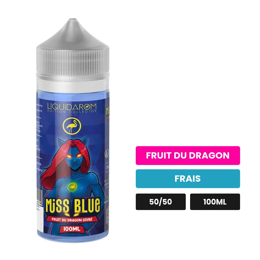E-liquide Miss Blue de Liquidarom, 100 ml, saveurs fruit du dragon et frais.
