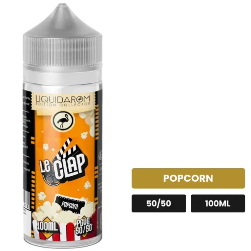E-liquide Le Clap de Liquidarom, 100 ml, saveur popcorn.
