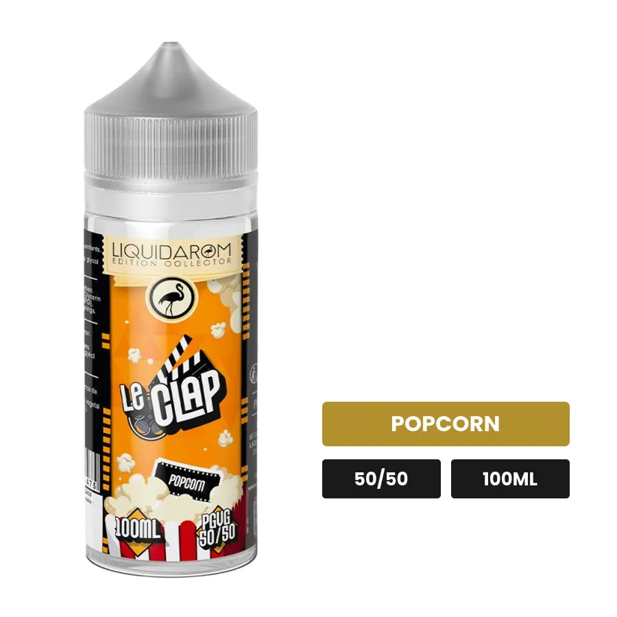 E-liquide Le Clap de Liquidarom, 100 ml, saveur popcorn.