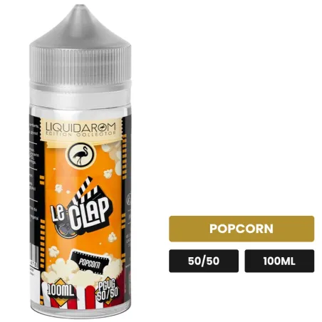 E-liquide Le Clap de Liquidarom, 100 ml, saveur popcorn.