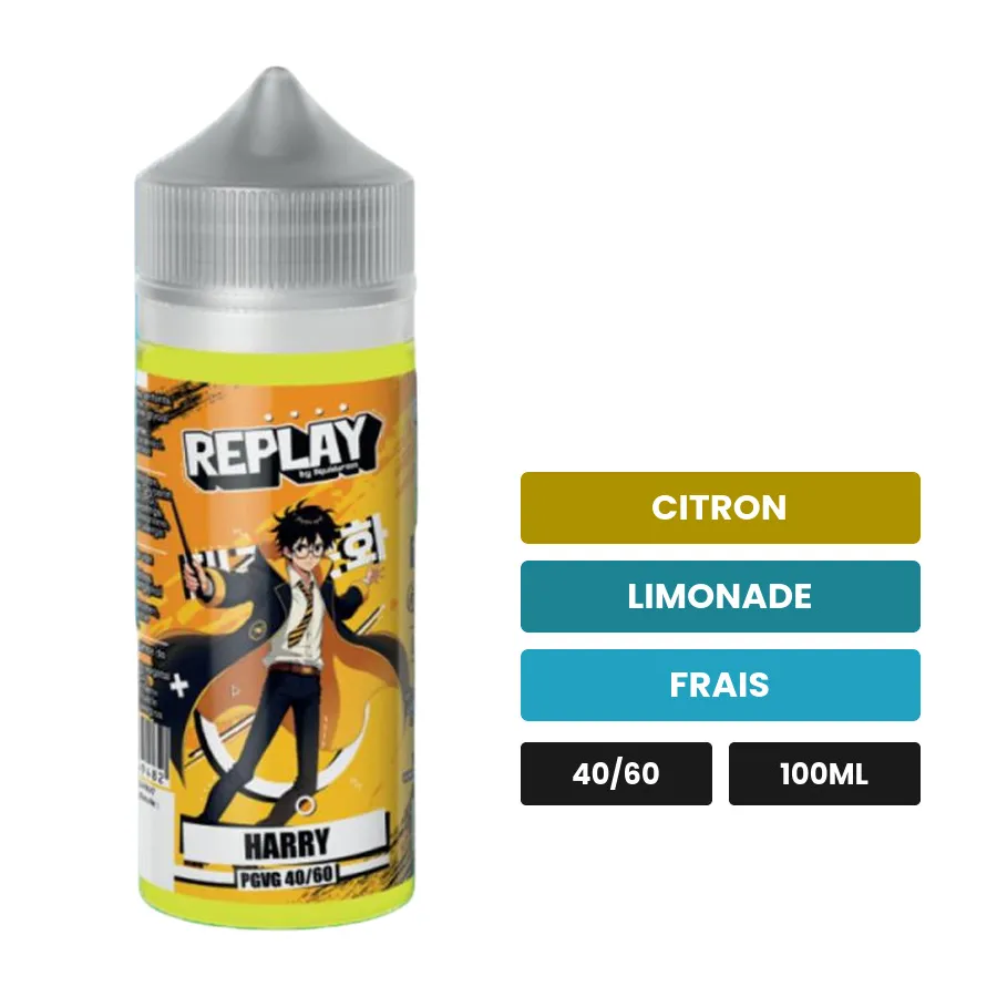 E-liquide Harry de Liquidarom, 100 ml, saveurs citron, limonade et frais.