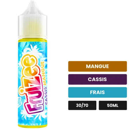 E-liquide Cassis Mangue d'Eliquid France, 50 ml, saveurs mangue, cassis et frais.