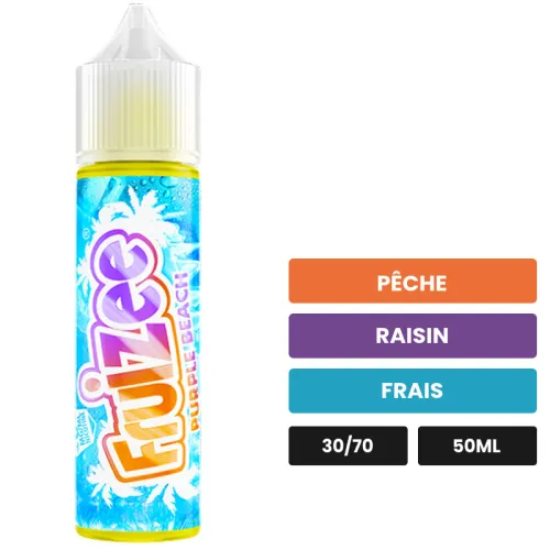 E-liquide Purple Beach d'Eliquid France, 50 ml, saveurs pêche, raisin et frais.