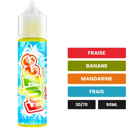 E-liquide Tropikania d'Eliquid France, 50 ml, saveurs fraise, banane, mandarine et 1 autre.